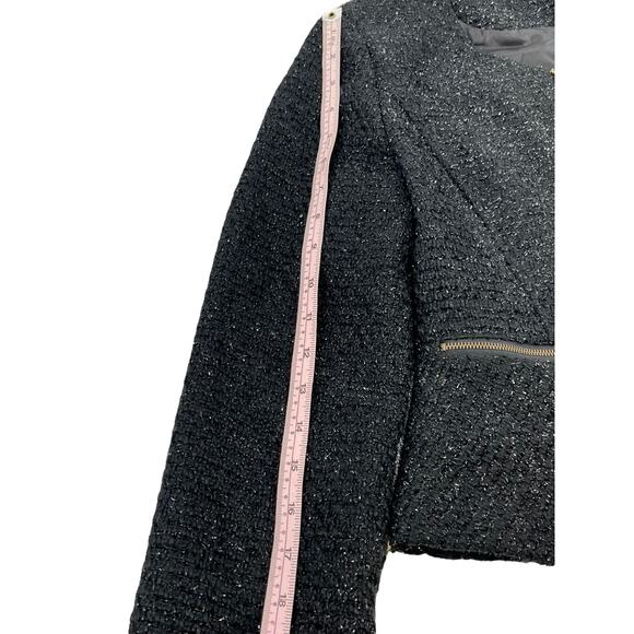 Moon Collection Black Metallic Tweed Full Zip Jacket Women's - Picture 4 of 5